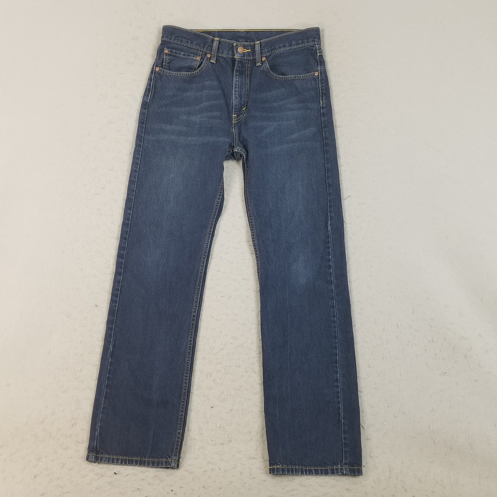 Levi's Jeans Mens 32x32 Blue 505 Straight Leg Dark Wash 100% Cotton Denim